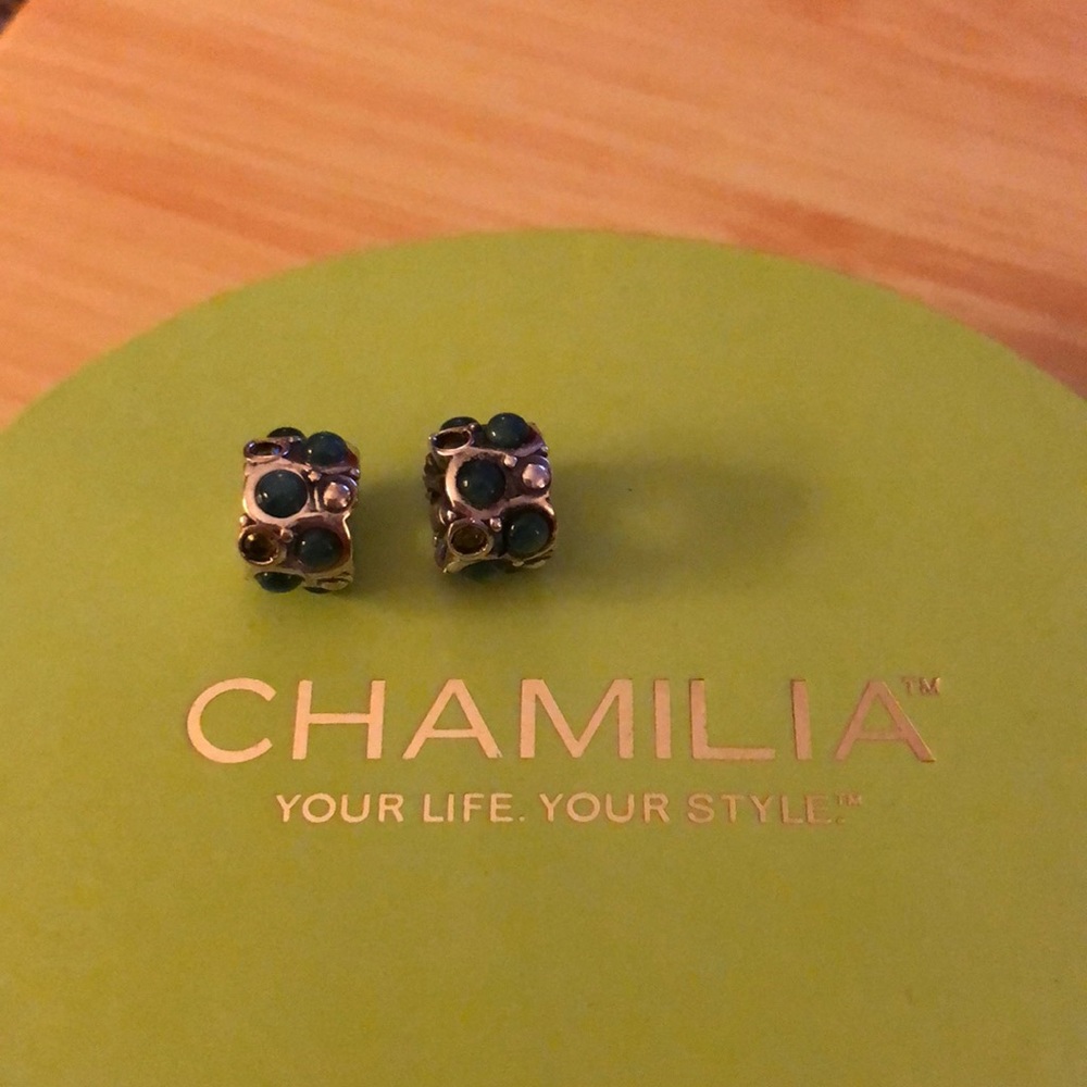 Set of teal Chamilia charms